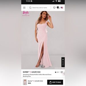 Barbie x Azazie Sweetheart Pleated Ruffle Chiffon Mermaid Dress in Blushing Pink